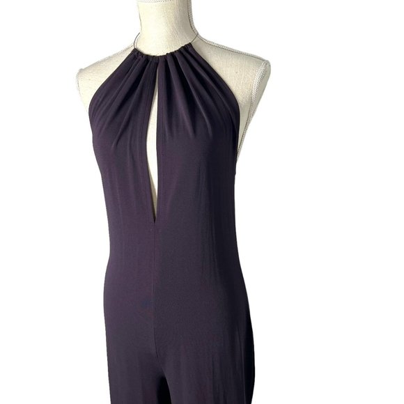 Moda International Warm Purple Choker Neck Open Back Jumpsuit Small - Picture 2 of 11